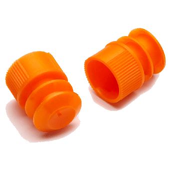 Plug Style Caps for 12x75 mm Culture Tubes, Orange Color, in Bags