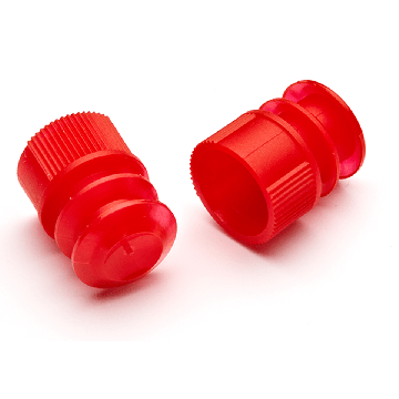 Plug Style Caps for 12x75 mm Culture Tubes, Red Color, in Bags