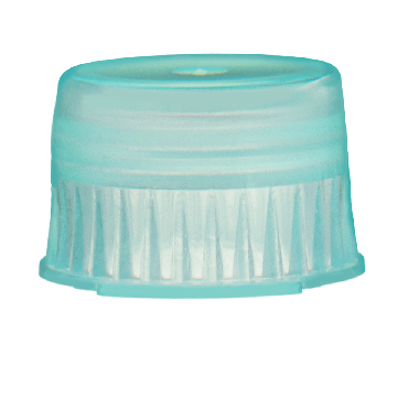 Over Fit Style Caps for 10 mm Culture Tubes, Green Color, in Bags